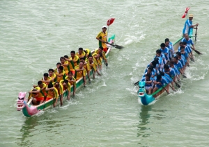 Boat race on Han river of Danang city