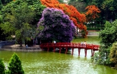 The Huc Bridge in Hanoi city, Vietnam